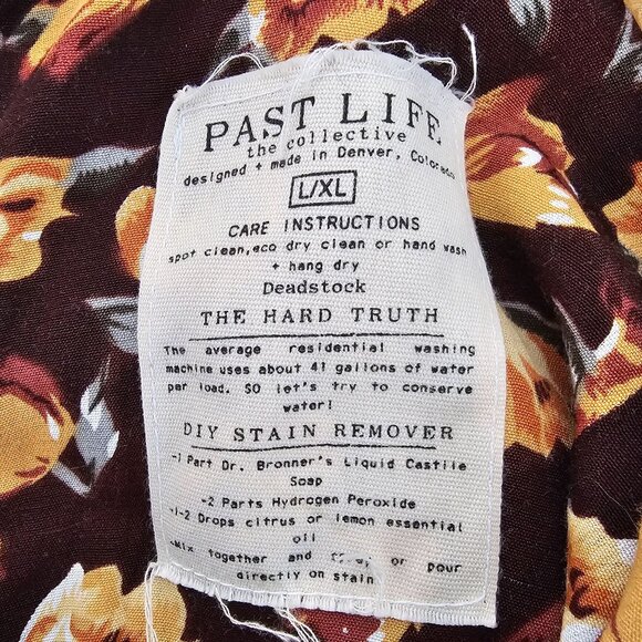 Past Life The Collective L XL Brown Yellow Mini Dress Floral Sun Dress Soft Girl - Picture 5 of 5